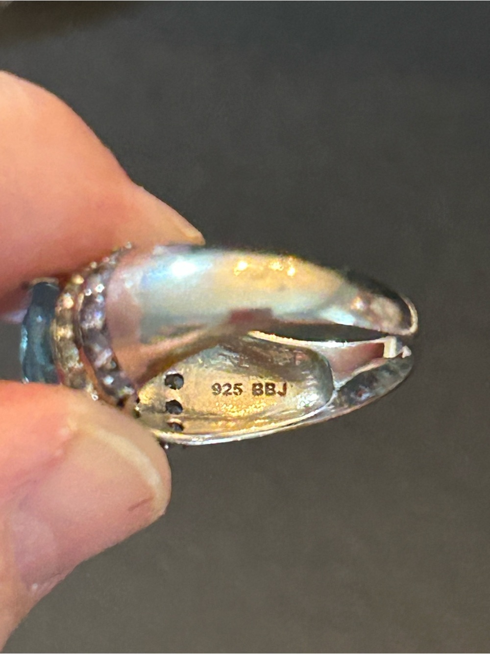 6.37CT Blue Topaz & .58CT Tanzanite w/.42CT White Topaz 925 Sterling Silver Ring - Picture 14 of 15